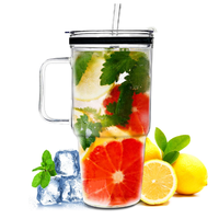 Tasse en verre de 32oz 40oz gobelet en verre transparent avec poignée tasse à bière en verre portable