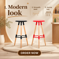 Chaise de bar en bois moderne pour îlot de cuisine, café et restaurant, siège rond, tabouret de bar en bois, vente en gros directe usine