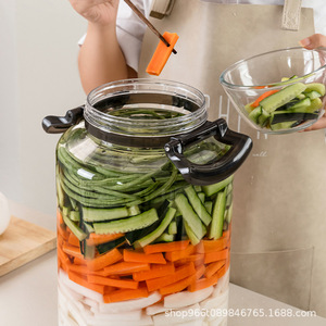 Pickling <b>Jar</b> Food Grade <b>Plastic</b> 5L Cylinder With Handle Airtight Vented For Vegetables And Sauces - Product Image 1