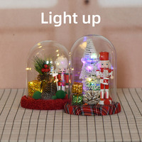 Décoration de table de Noël artisanale en acrylique en forme de dôme, scène mini-casse-noisette, cadeau de vacances, base en bois à carreaux, directement de l'usine