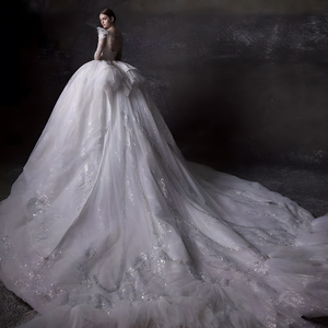 Jancember LSHT029 Vente en gros de robes de mariée bouffantes classiques à col bateau - Product Image 2