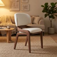 Chaise de salle à manger en bois gris nordique moderne avec revêtement en cuir, design écologique et durable pour la salle à manger à domicile