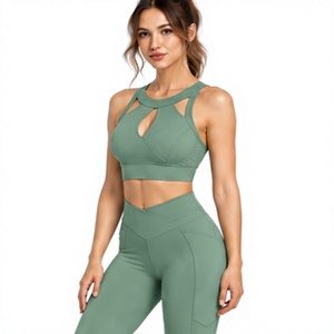 Soutien-gorge de sport sans couture pour femme, extensible dans quatre directions, pour gym, yoga, course à pied, crop top à bretelles croisées, logo personnalisé, faible MOQ, taille moyenne - Product Image 1