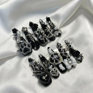 <span class=keywords><strong>Uñas</strong></span> Postizas Acrílicas Extra Largas Stiletto con Diseño 3D para Gala, <span class=keywords><strong>Uñas</strong></span> Artificiales Hechas a Mano, Venta al Por Mayor de Lujo - Product Image 4