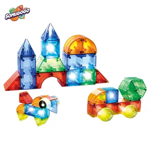 SL 34 pz Glow magneti cubo educativo magnetico 3D mattonelle da costruzione di montaggio da costruzione Montessori giocattoli per bambini
