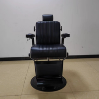 Fauteuil de Barbier Inclinable Robuste et Moderne avec Base Noire et Cadre Métallique Solide pour Hommes et Salons de Coiffure