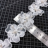 JFL100-Perles suspendues en dentelle à fleurs faites à la main, robe de mariage brodée en trois D, accessoires de bricolage
