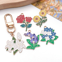 Breloques en émail assorties à thème floral, pendentifs en alliage doré Rose, Lys, Tournesol, Iris pour la décoration de carnets botaniques