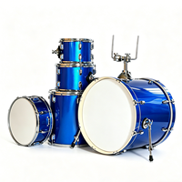 Batterie de percussions acoustiques professionnelles 5 pièces de haute qualité avec 3 cymbales, corps en métal et bois, supports en peuplier pour enregistrement en studio