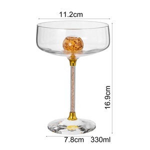 Mariage personnalisé luxe cristal feuille d'or boire Martini <span class=keywords><strong>champagne</strong></span> vin rouge verres gobelet ensemble - Product Image 6
