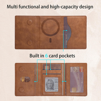 Portefeuille de luxe à trois volets avec porte-cartes magnétique pour iPhone, support de téléphone fin en cuir avec fente pour cartes, attache anti-RFID