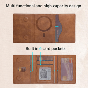 Portefeuille de luxe à trois volets avec porte-cartes magnétique pour iPhone, support de téléphone fin en cuir avec fente pour cartes, attache anti-RFID - Product Image 4