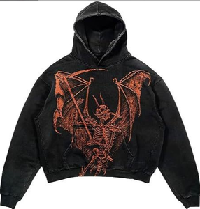 Venta al por mayor Halloween Viernes Negro Mujeres Hombres Sudadera con capucha Puff Impresión High Street Hip-hop <span class=keywords><strong>Sudaderas</strong></span> con capucha Drop Shoulder Pullover Sudadera - Product Image 4