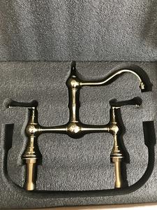 Robinet de cuisine en laiton avec douchette latérale, robinet de cuisine à 4 trous, double poignée - Product Image 6