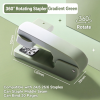 360 °   Agrafeuse rotative, agrafeuse de bureau haute performance pour usage professionnel et domestique, agrafeuse pour brochures à agrafage central, cadeau de papeterie