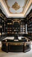 Meuble de rangement gothique pour salon, en bois massif noir sculpté, armoire d'angle murale, bibliothèque extra-large sur toute la hauteur, sur mesure