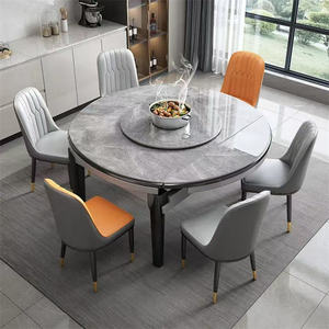Moderno Juego de Comedor de 6 Plazas, Mesa de Comedor Ajustable con Tablero de Piedra Sinterizada y Sillas de Estilo Simple para Restaurante - Product Image 5