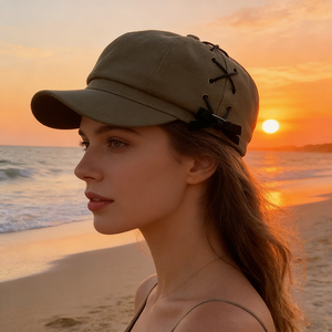 Nouveau Béret Femme Style Japonais avec Cordons Croisés - Amincissant pour le Visage, Respirant, 100% Polyester, Casquette Décontractée Quatre Saisons - Product Image 2