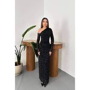 Wholesale Women's Luxury <b>Prom</b> <b>Dresses</b> Black Transparent Ball Gown A-Line Silhouette Empire Waistline Short Sleeves XS XL Sizes - Product Image 6