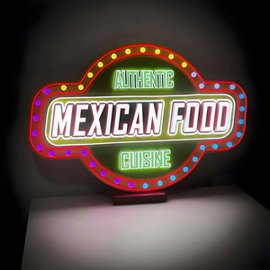 Letrero de Neón Metálico Americano Creativo Personalizado, Letras Iluminadas para Montar en la Pared, Multicolor, Certificado CE, Decoración Vintage para Restaurante o Bar - Product Image 1