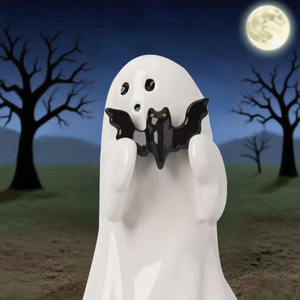 Estatuilla de Fantasma Adorable de Resina, Decoración de Halloween para Interiores, Adorno para Fiestas, Diseño de Dedo Medio - Product Image 4