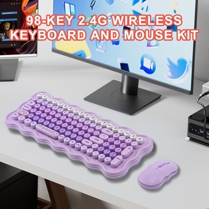 Round Keycaps Custom Cute Wavy Edge Purple 4D Cute <strong>Wireless</strong> Mouse and 98-Key 2.4G <strong>Wireless</strong> <strong>Keyboard</strong> <strong>for</strong> Office <strong>Computer</strong> PC - Product Image 3