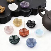 Vente en gros de fleur en cristal naturel porte-brûleur d'encens avec logo personnalisé pétale diffuseur d'aromathérapie pierre pour décorations de méditation