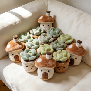 Fabricant de jouets en peluche personnalisés : Jouets en peluche maison champignon et succulentes, décorations mignonnes en pot pour chambre, salon, cadeau - Product Image 1
