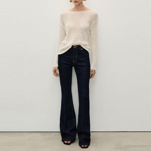 กางเกงยีนส์ทรงบานผ้าแคนวาสสั่งทำพิเศษ OEM สไตล์สตรีทแวร์ สำหรับฤดูใบไม้ร่วง มีกระเป๋าติดกระดุม ระบายอากาศได้ดี ทรงปกติ มีหลายขนาด - Product Image 2