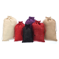 Bolsa grande de lino con logotipo personalizado impreso al por mayor, bolsa de regalo de yute, bolsa de compras con cordón de arpillera ecológica de yute