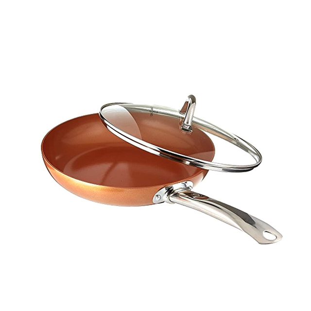 Copper 10'' Non-stick Copper Frying Pan Non Stick Cooking Pan with S S Handle,copper Frying Pan