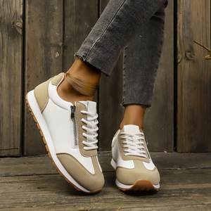 快適なレースアッププラットフォームレディーススニーカー通気性滑り止めウォーキングスタイルシューズ軽量ロートップランニングスポーツシューズ - Product Image 5