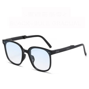 Lunettes de soleil pliantes à monture complète tendance rétro marron UV400 unisexe, verres PC de haute qualité - Product Image 3