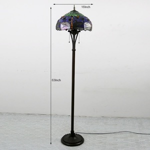 LongHuiJing Tiffany Traditional E27 LED Floor <b>Lamp</b> 63Inch Multicolored Stained Glass Dragonfly Resin <b>Base</b> Easy Installation - Product Image 4