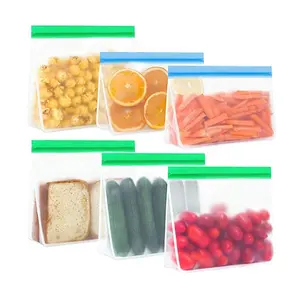 Высококачественный многоразовый пакет для хранения пищевых продуктов PEVA с индивидуальным логотипом для мытья посуды, безопасный силиконовый мешок для хранения еды, сумка для хранения еды