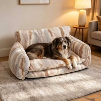 Cama de Felpa para Mascotas Furrivo, Sofá Cuadrado para Perros, Lavable, para Todas las Estaciones, con Relleno de Poliéster a Rayas, para Razas Pequeñas, Medianas y Grandes, OEM ODM