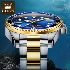 Reloj de Cuarzo para Hombre OLEVS 5885 con Esfera Azul Dorada, Resistente al Agua, con Calendario Completo, de Acero Inoxidable, Moderno - Product Image 3