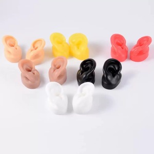 Soft <b>Silicone</b> Ear Model with Stand Colorful Human Ear Piercing Training Display <b>Tool</b> for Jewelry Practice - Product Image 5