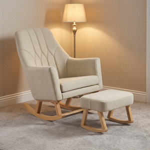 TEFFUL Modern Leisure Rocking <b>Glider</b> <b>Chair</b> with Stool-Eco-friendly Wood Upholstered Living Room & Home Office Accent Rocker - Product Image 1