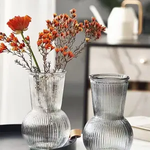 High Quality with Competitive Price Glass Ribbed Vase Machine Made Popular Selling
