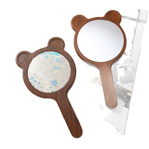 <b>Cute</b> Retro New Chinese Style Song Dynasty Mirror Handheld <b>Cute</b> <b>Bear</b> Wooden Makeup Mirror - Product Image 5