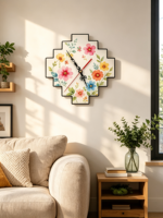 Horloge murale carrée vierge en MDF pour sublimation, personnalisable, écologique, mécanique, contemporaine, pour salon - Grande Vente