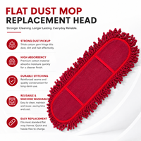 Recharge de balai plat en coton rouge pour balai à poussière industriel, durable et personnalisable, pour outils de nettoyage de sols commerciaux et industriels