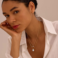 Collier de perles pour femmes en argent 925 avec perles d'eau douce rondes de 6 à 6,5 mm et perles baroques ovales plates de 12 mm, double rangée