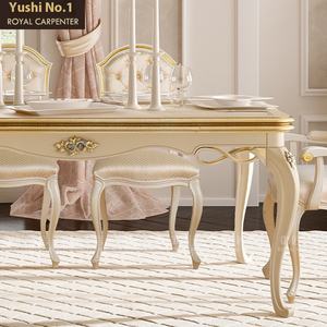 <span class=keywords><strong>Table</strong></span> à manger rectangulaire de style européen avec chaises en tissu et accoudoirs, format long et étroit pour appartement - Product Image 3