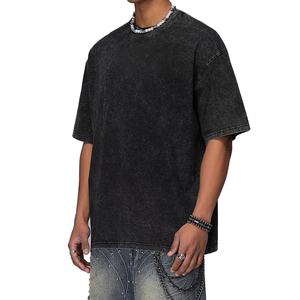 Camiseta de Hombre al por Mayor, Estilo Vintage, 100% Algodón, con Logotipo Personalizado, 250 g/m², Manga Corta, Lavado Ácido, Estilo Urbano, Talla Grande - Product Image 2