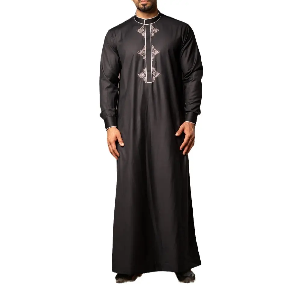Abaya Thobes masculino de manga longa, novo vestido bordado árabe estilo étnico Oriente Médio, roupão para banquetes do Ramadã, plus size para adultos