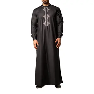 New Middle East Ethnic Style Men's Abaya Thobes Long Sleeve Daffah Robe Ramadan Banquets Muslim Embroidery Plus Size Arab Adults