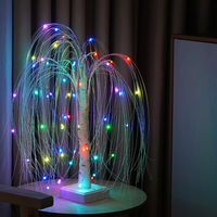 Lumière LED RVB en forme de saule, télécommande, alimentation USB par batterie, décoration intérieure/extérieure pour fêtes, Noël, mariages