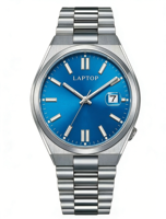 Montre à quartz pour homme 41,5 mm avec verre saphir, acier inoxydable, affichage de la date, aiguilles lumineuses, 5 ATM, montre de style professionnel